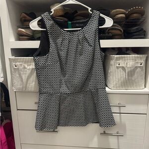 White House Black Market Checkered Peplum Blouse